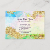 *~* Rainbow Pastor Wasserfarben + Gold Glitzer QR Visitenkarte (Rückseite)