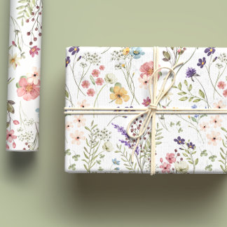 Rainbow Pastors Wasserfarbe Wildblume Wiese Geschenkpapier Set