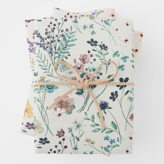 Rainbow Pastors Wasserfarbe Wildblume Wiese Geschenkpapier Set (Beispiel)