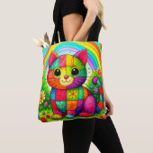 Rainbow Patchwork Cat Art Tasche (Von Nahem)