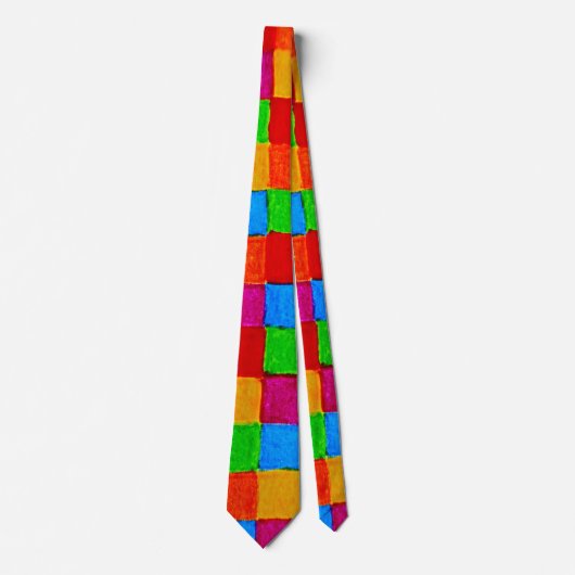 Rainbow Patchwork Moderne Kunst abstrakt Krawatte (Vorderseite)