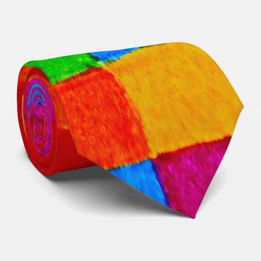 Rainbow Patchwork Moderne Kunst abstrakt Krawatte (Gerollt)