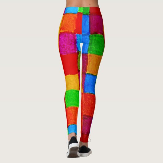 Rainbow Patchwork Moderne Kunst abstrakt Leggings (Rückseite)