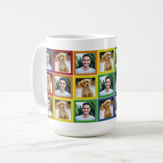 Rainbow Patchwork Pet Photo Squares Pattern   Kaffeetasse (Vorderseite Links)
