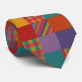 Rainbow Patchwork Plaid  Krawatte (Gerollt)