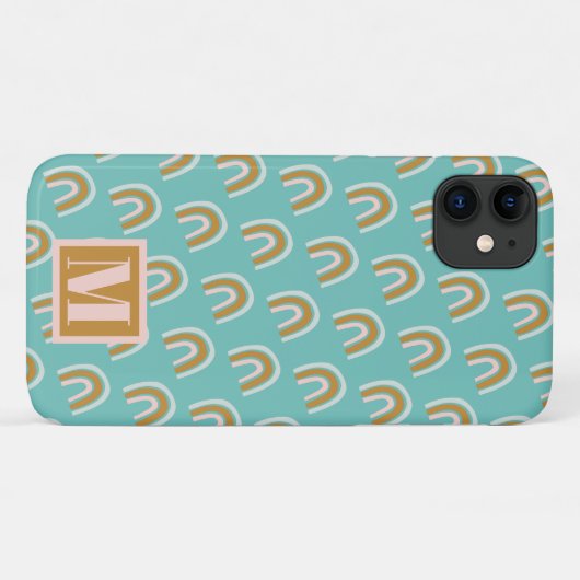 Rainbow Pattern Monogram Case-Mate iPhone Hülle (Rückseite (Horizontal))