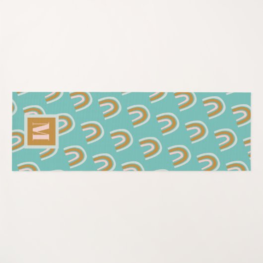 Rainbow Pattern Monogram Yogamatte (Vorderseite (Horizontal))
