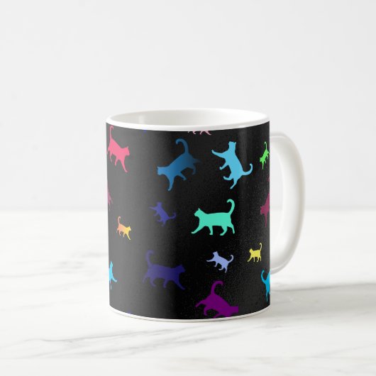 Rainbow Pattern Name Monogram Cats Kaffeetasse (VorderseiteRechts)