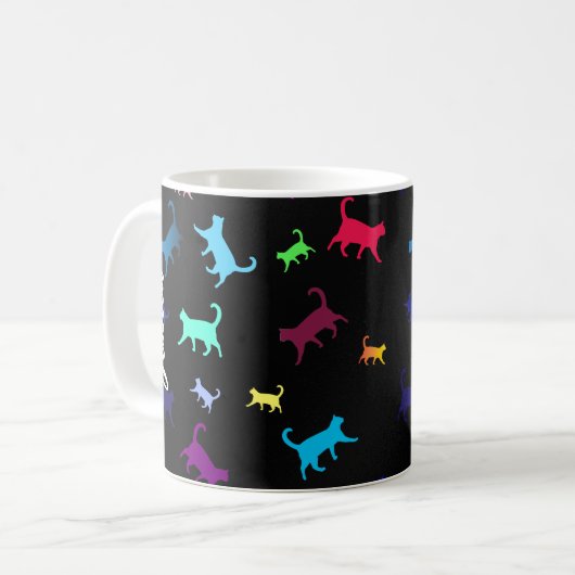 Rainbow Pattern Name Monogram Cats Kaffeetasse (Vorderseite Links)