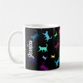 Rainbow Pattern Name Monogram Cats Kaffeetasse (Links)