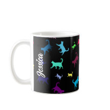Rainbow Pattern Name Monogram Cats