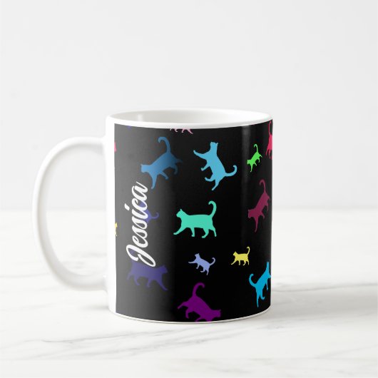 Rainbow Pattern Name Monogram Cats Kaffeetasse (Links)