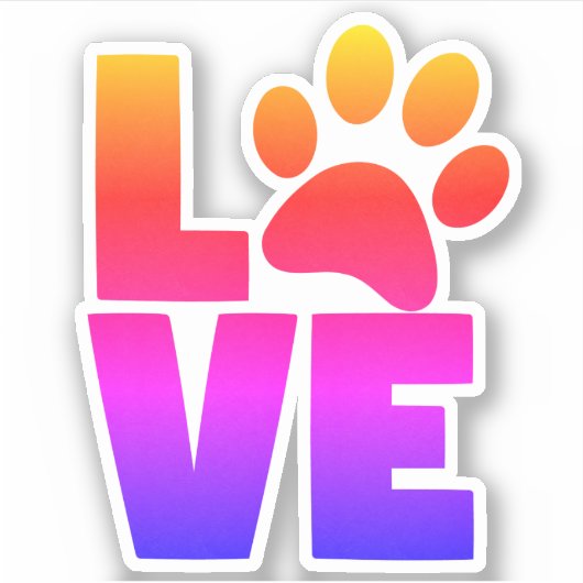 Rainbow Paw LIEBE Aufkleber (Vorderseite)