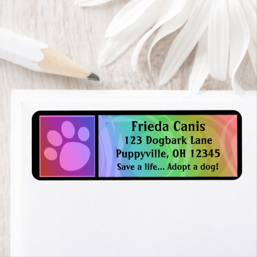 Rainbow Paw Print Address Labels (Insitu)