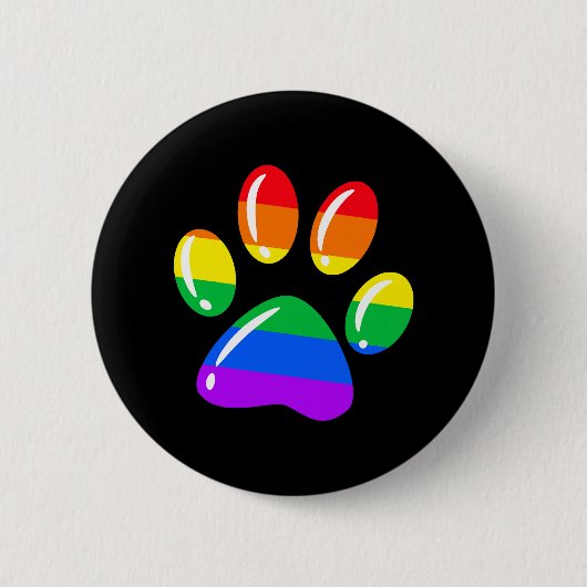 Rainbow Paw Print Dog Paw LGBT Pride LGBT-Unterstü Button (Vorderseite)
