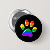 Rainbow Paw Print Dog Paw LGBT Pride LGBT-Unterstü Button (Vorne & Hinten)