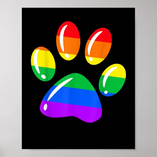 Rainbow Paw Print Dog Paw LGBT Pride LGBT-Unterstü Poster (Vorne)