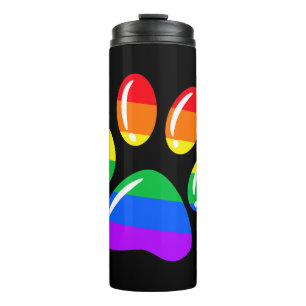 Rainbow Paw Print Dog Paw LGBT Pride LGBT-Unterstü Thermosbecher