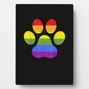 Rainbow Paw Print Dog Paw LGBT Prix Support Hund Fotoplatte