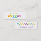 Rainbow Paw Print Dog Walker Mini Visitenkarte (Vorne/Hinten)