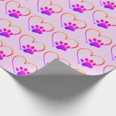 Rainbow Paw Print mit Herz Geschenkpapier (Ecke)