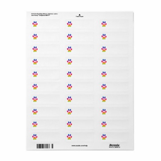 Rainbow Paw Print Return Address Label (Vorne)