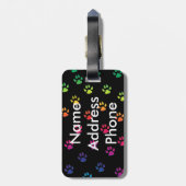 Rainbow Paw Prints Gepäckanhänger (Rückseite vertikal)