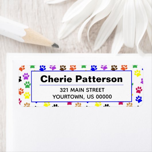 Rainbow Paw Prints Hunde Katze Pet Label (Insitu)