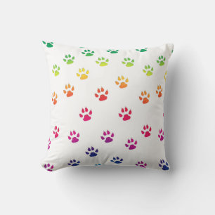 Rainbow Paw Prints Kissen