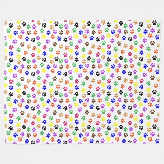 Rainbow Paw Prints Muster Fleece Blanket (Vorderseite (Horizontal))