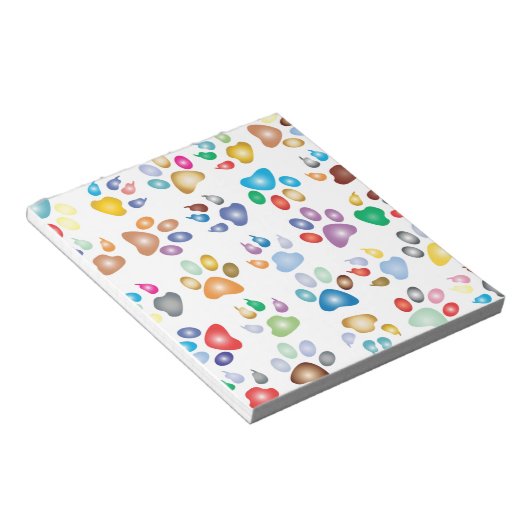 Rainbow Paw Prints Notizblock (angewinkelt)
