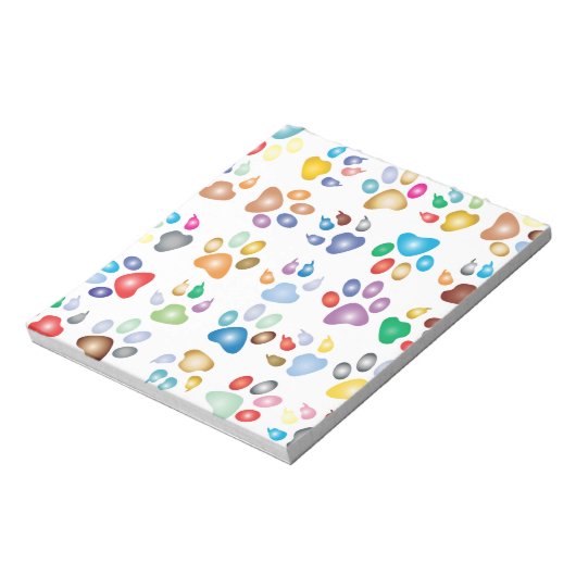 Rainbow Paw Prints Notizblock (Rotiert)