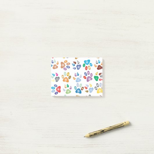Rainbow Paw Prints Post-it Klebezettel (Auf Schreibtisch)