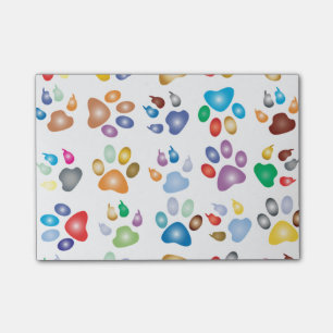 Rainbow Paw Prints Post-it Klebezettel
