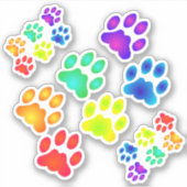 Rainbow Paw Prints Sticker Set (Vorderseite)