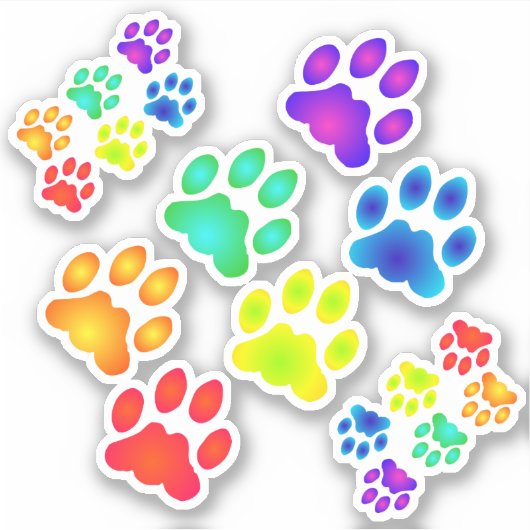 Rainbow Paw Prints Sticker Set (Vorderseite)