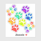 Rainbow Paw Prints Sticker Set (Blatt)