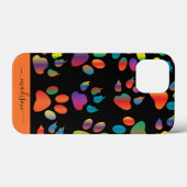 Rainbow Pawprint Muster Personalisierter Name Case-Mate iPhone Hülle (Rückseite (Horizontal))