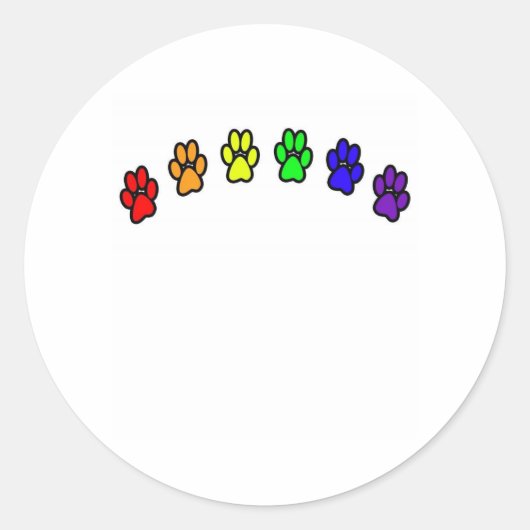 Rainbow Pawprints Runder Aufkleber (Vorderseite)
