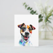Rainbow Paws - Farbenfroher Jack Russell Terrier D Postkarte (Stehend Vorderseite)