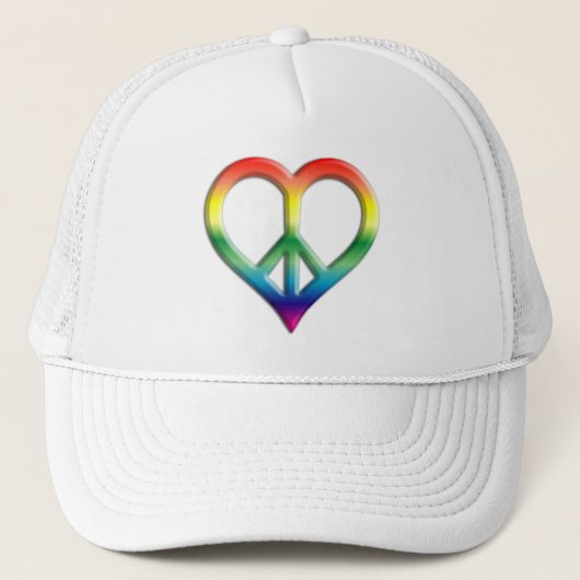 Rainbow Peace and Liebe Hat Truckerkappe (Vorderseite)