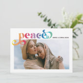 Rainbow Peace Colorful Holiday Foto Card Feiertagskarte (Stehend Vorderseite)