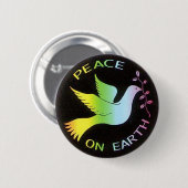 Rainbow Peace Dove Peace Sign Button (Vorne & Hinten)