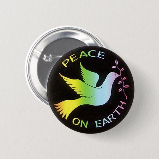 Rainbow Peace Dove Peace Sign Button (Vorne & Hinten)