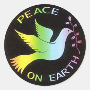 Rainbow Peace Dove Peace Sign Runder Aufkleber
