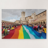 Rainbow Peace Flag in Assisi, Italien Puzzle (Horizontal)