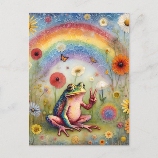 Rainbow Peace Frog Postkarte (Vorderseite)