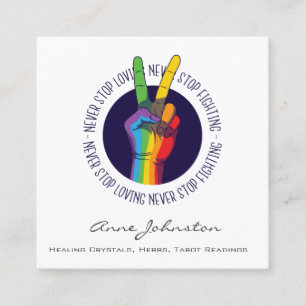 Rainbow Peace Hand Business Card Quadratische Visitenkarte