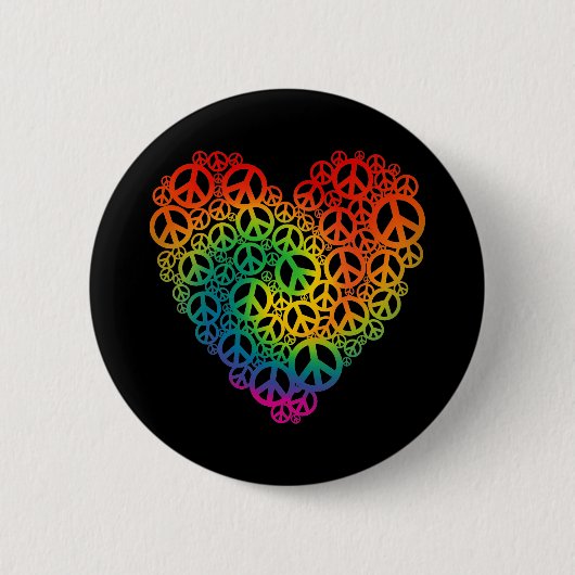 Rainbow Peace Heart Button (Vorderseite)