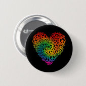 Rainbow Peace Heart Button (Vorne & Hinten)
